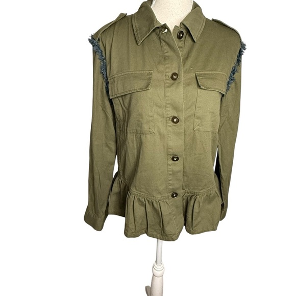 MATILDA JANE Jacket Moments with You Size S Army Green Pockets Patchwork - Picture 4 of 9